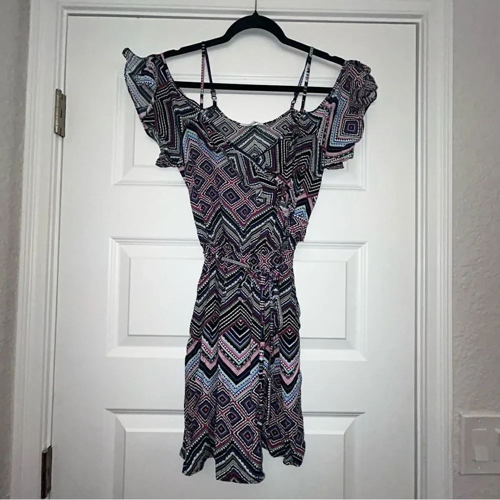 Candie’s Ruffle Open Shoulder Short Dress